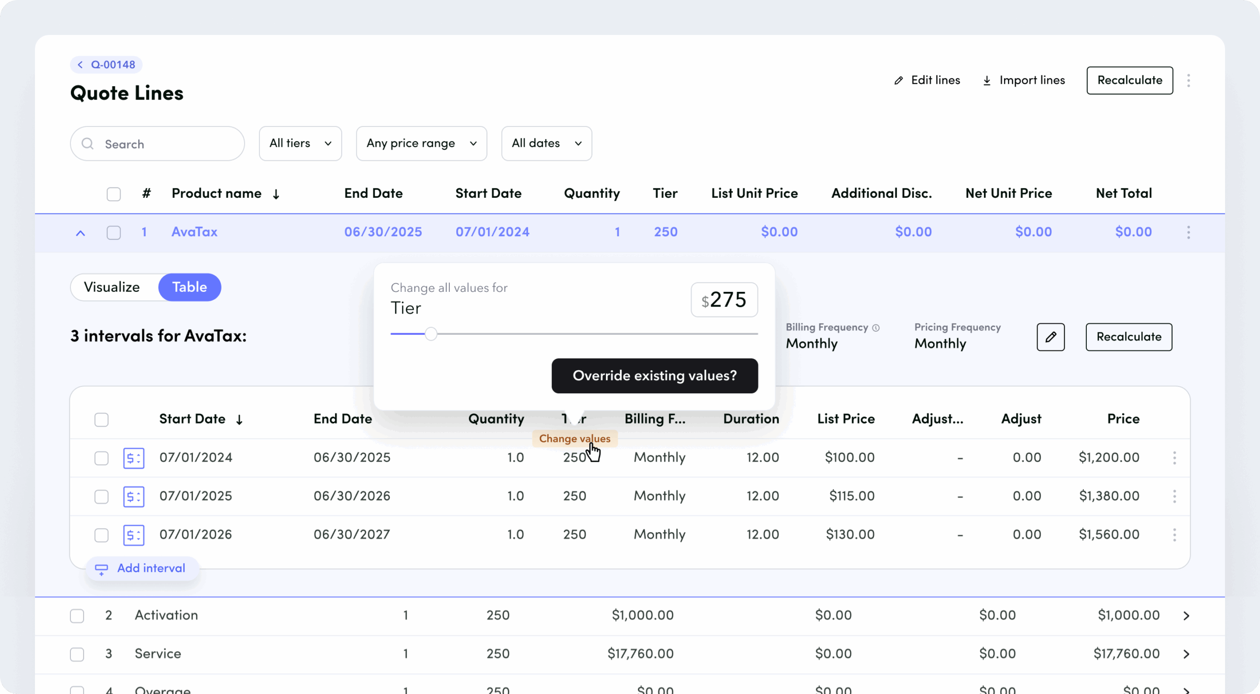 Quoting UI